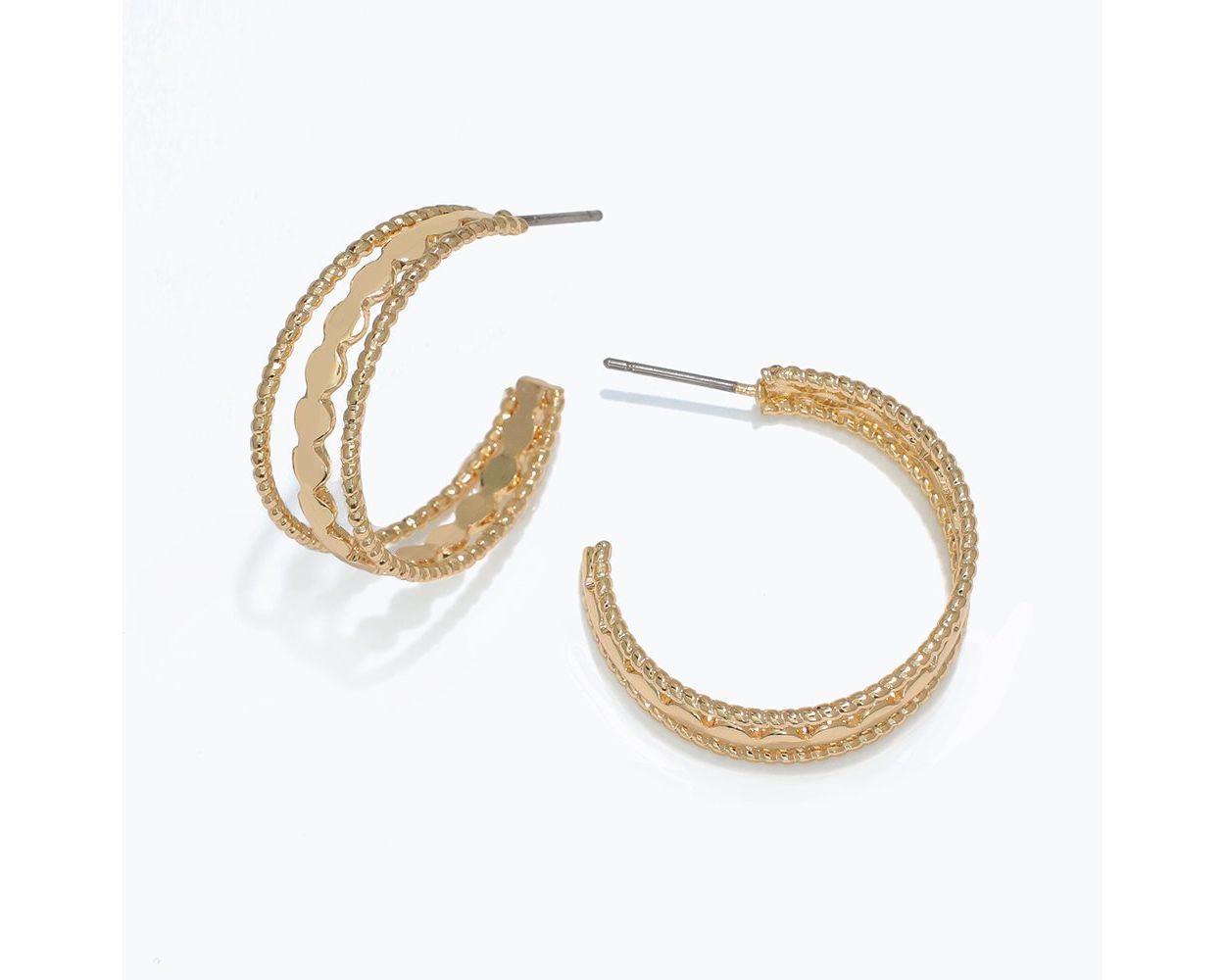 Periwinkle Gold Striped Hoops