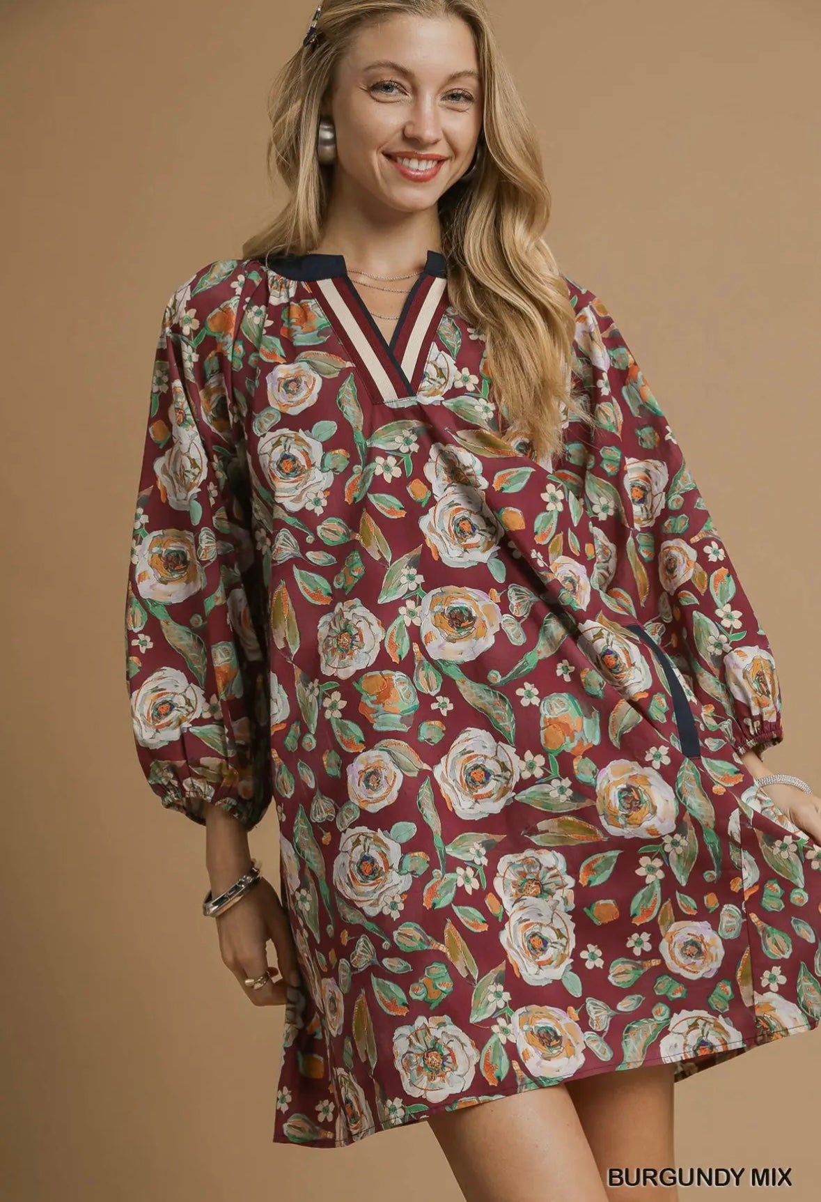 Vintage Camellia Print Mini Dress