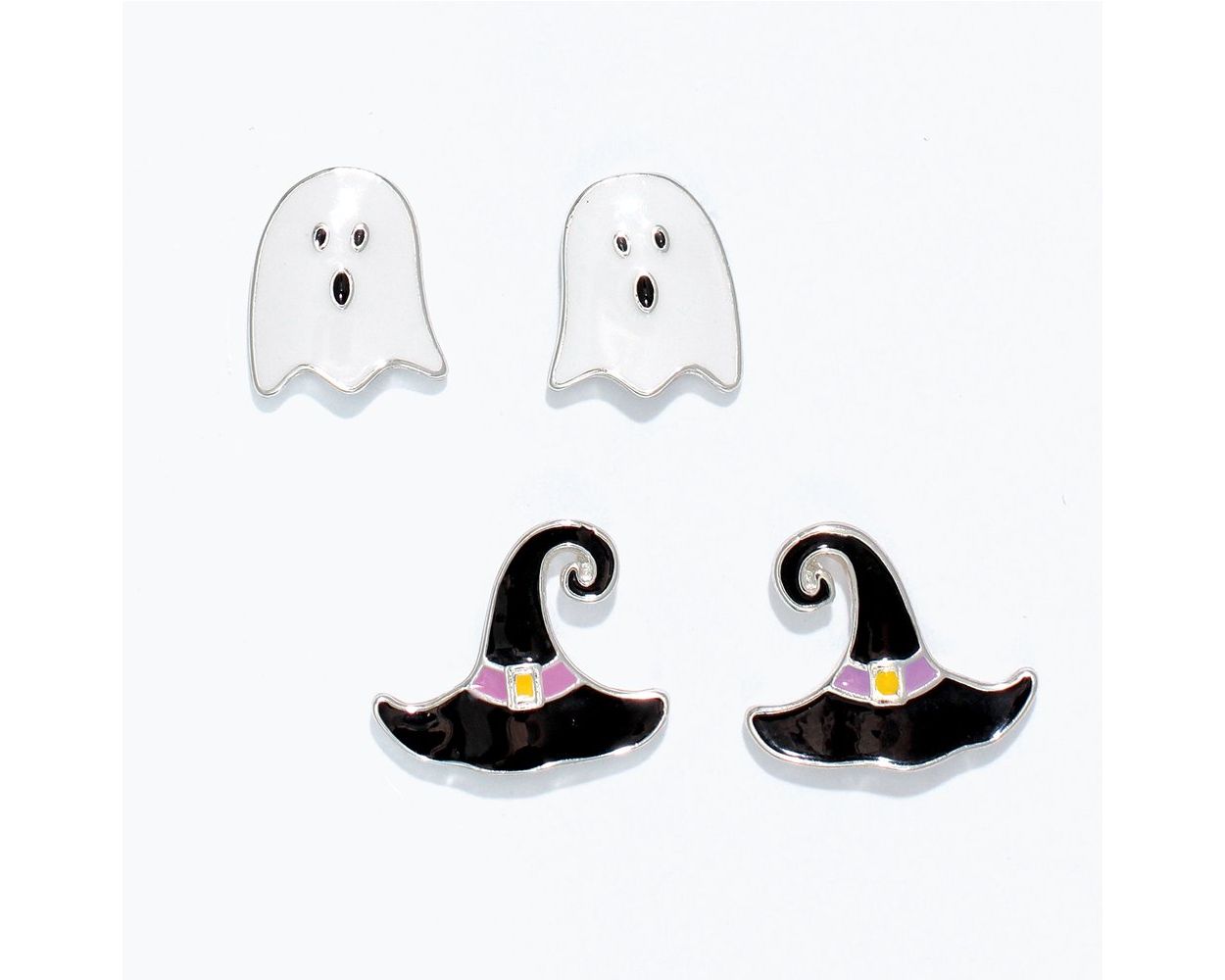 Periwinkle 2PK Ghost and Witch Hat Studs