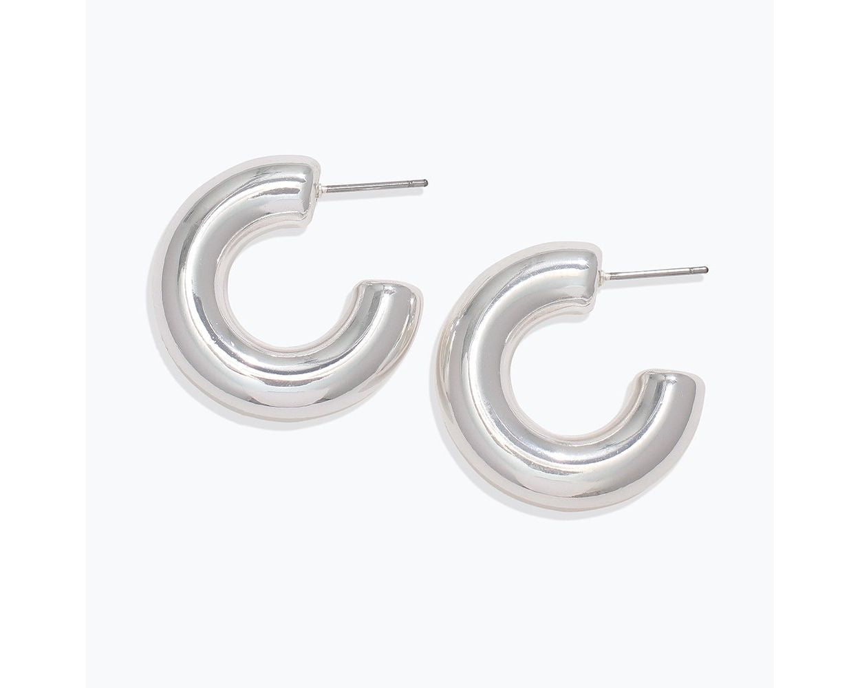 Periwinkle Chunky Silver Hoops