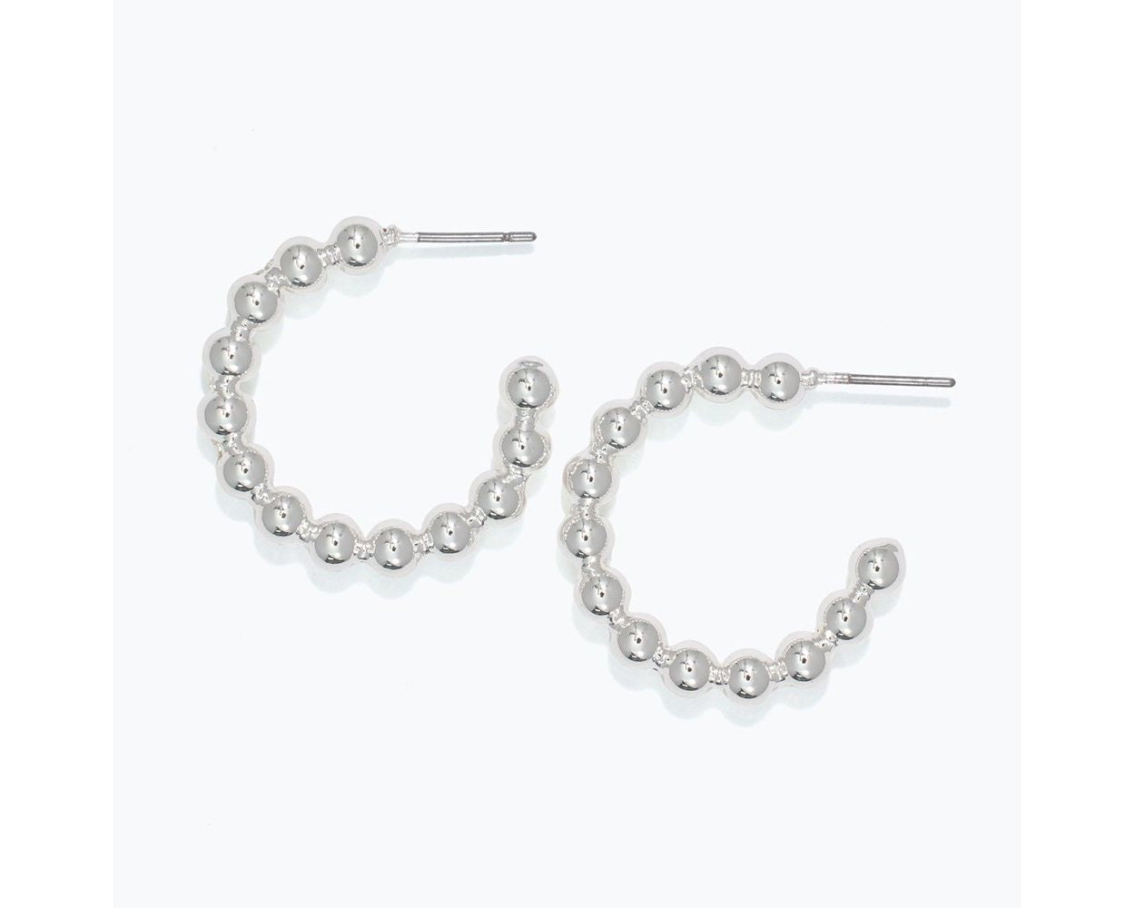 Periwinkle Silver Beaded Hoops