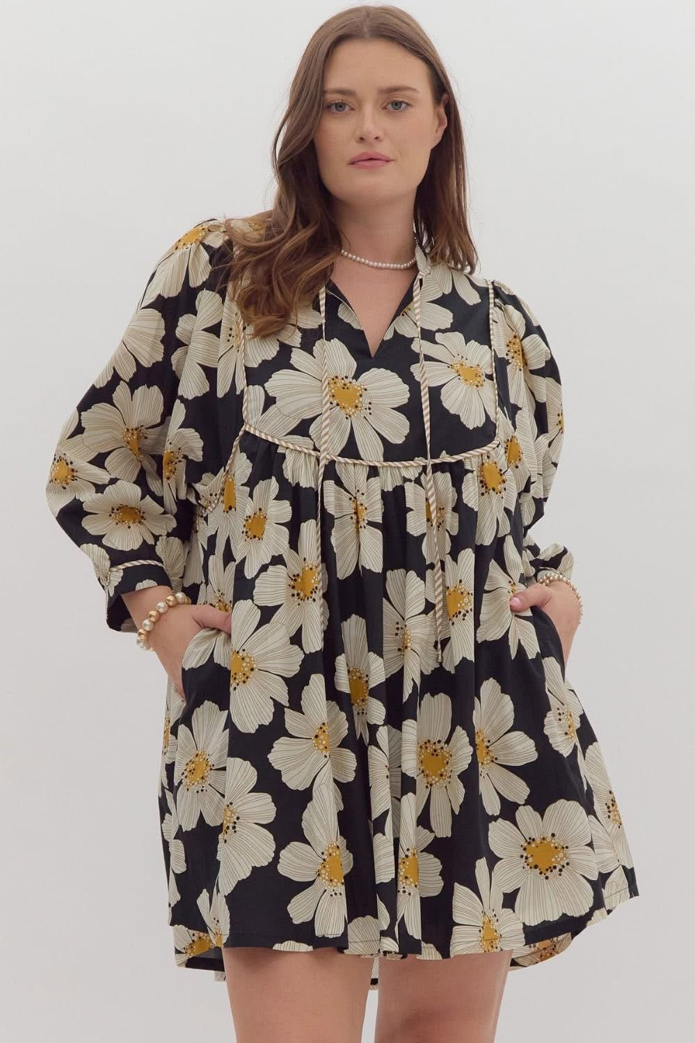 Sunflower Detailed Mini Dress PLUS