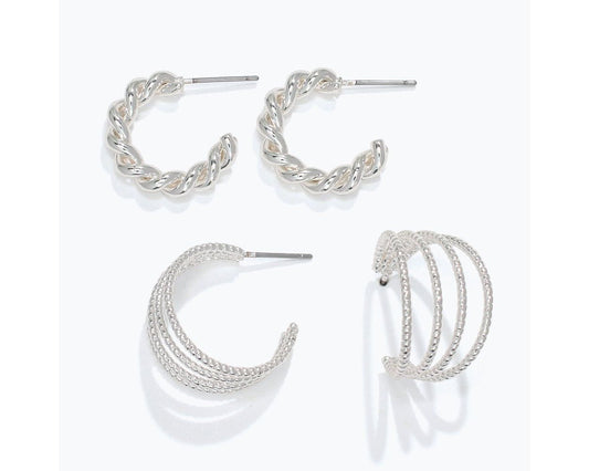 Periwinkle 2PK Silver Mini Hoops