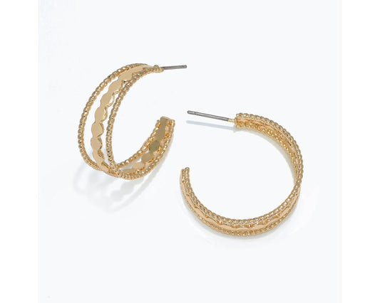 Periwinkle Gold Striped Hoops