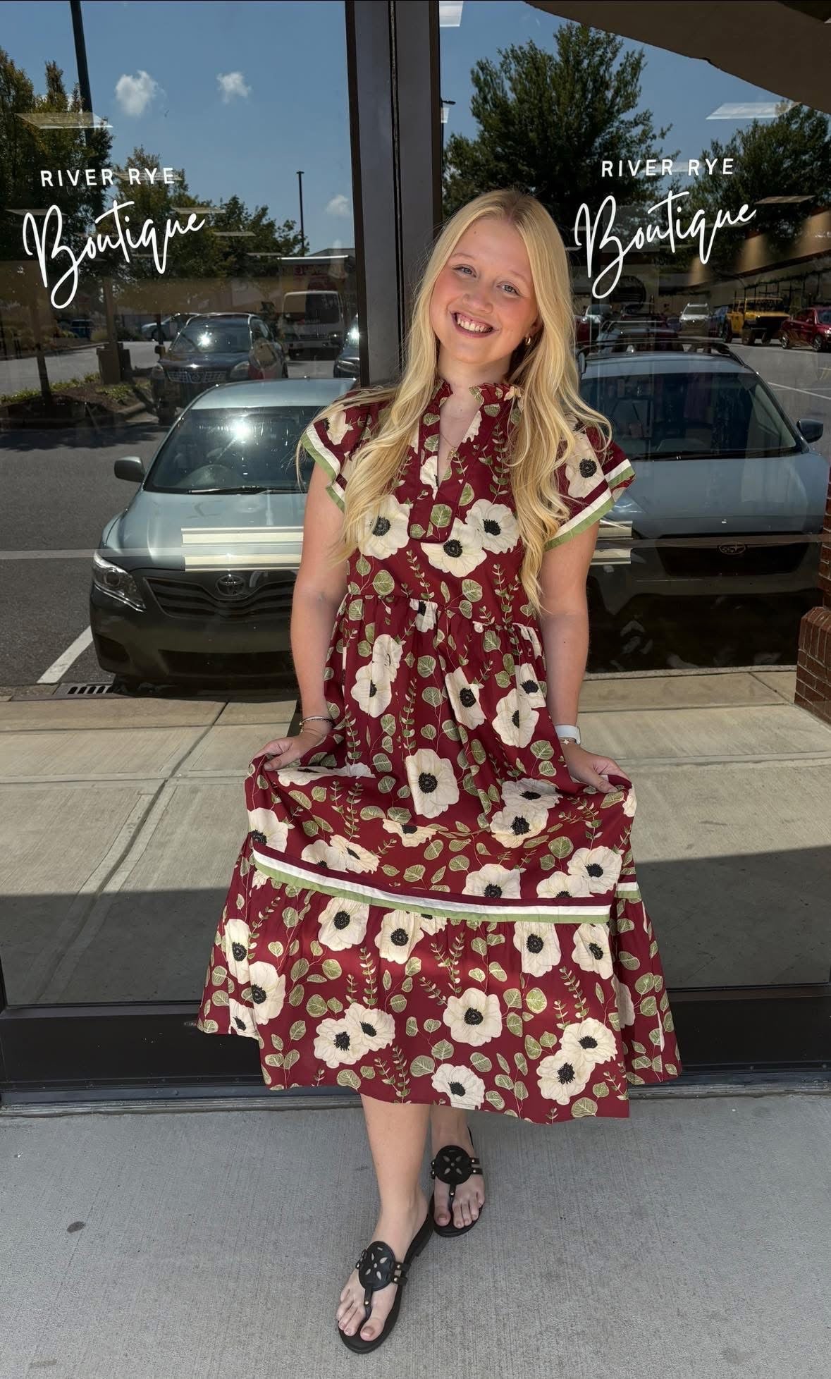 Burgundy Poppy Dress