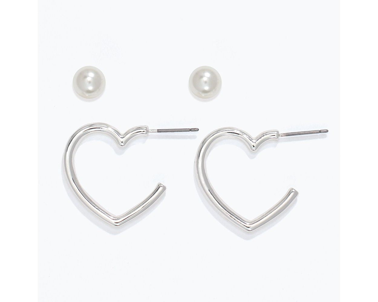 Periwinkle 2PK Silver Heart and Pearl