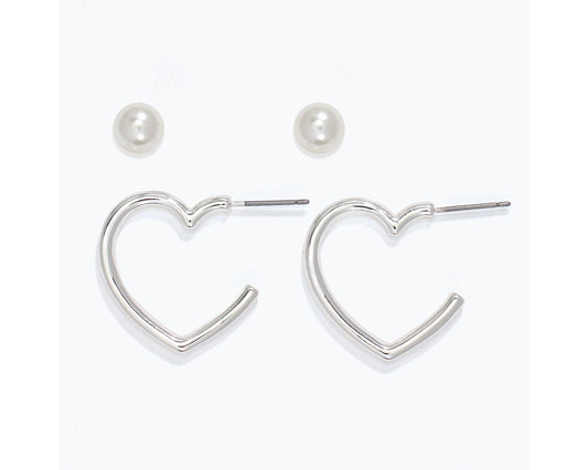 Periwinkle 2PK Silver Heart and Pearl