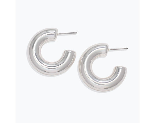 Periwinkle Chunky Silver Hoops