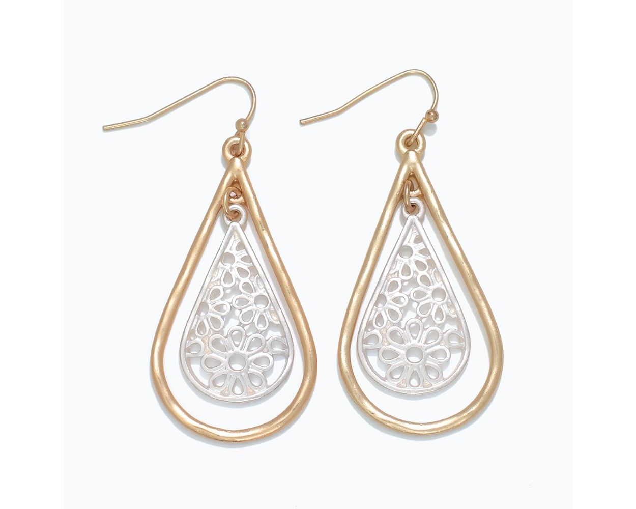 Periwinkle Gold and Silver Drop Dangles