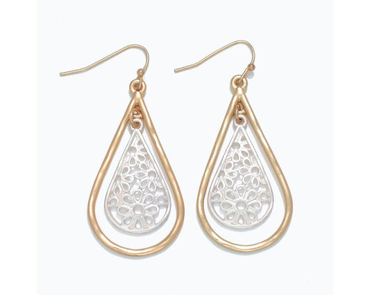 Periwinkle Gold and Silver Drop Dangles