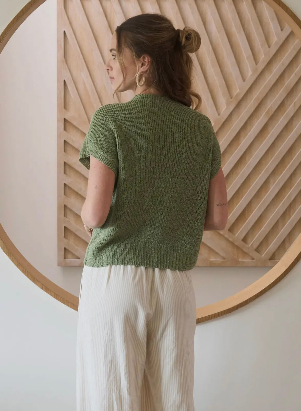 Pocket Detail Olive Sweater