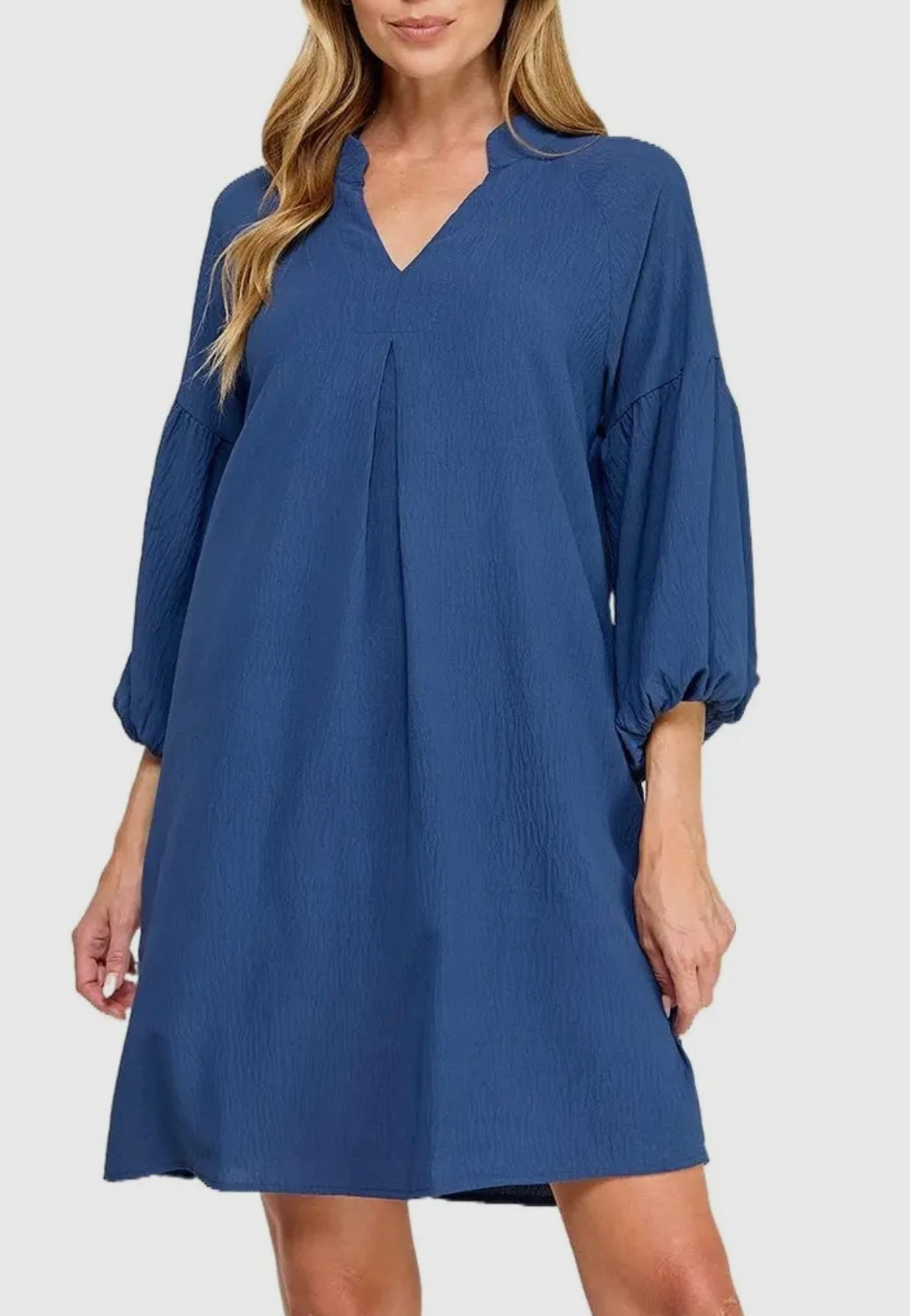 Solid Shift Dress Blue
