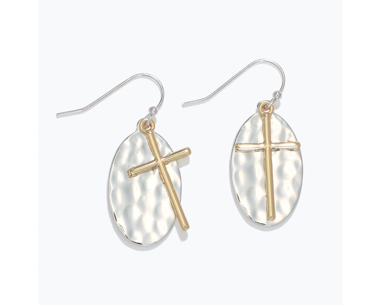 Periwinkle Gold Cross Silver Detailed Dangles