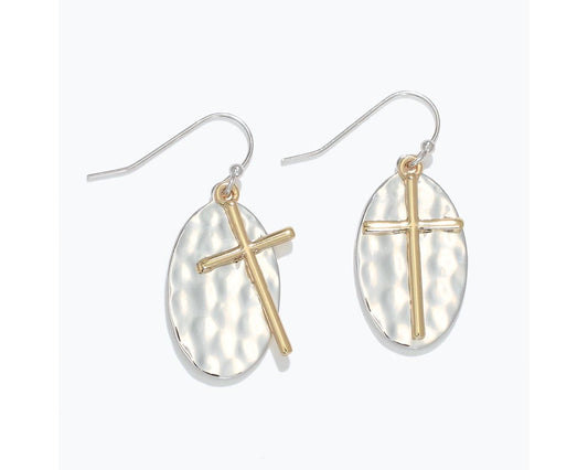 Periwinkle Gold Cross Silver Detailed Dangles