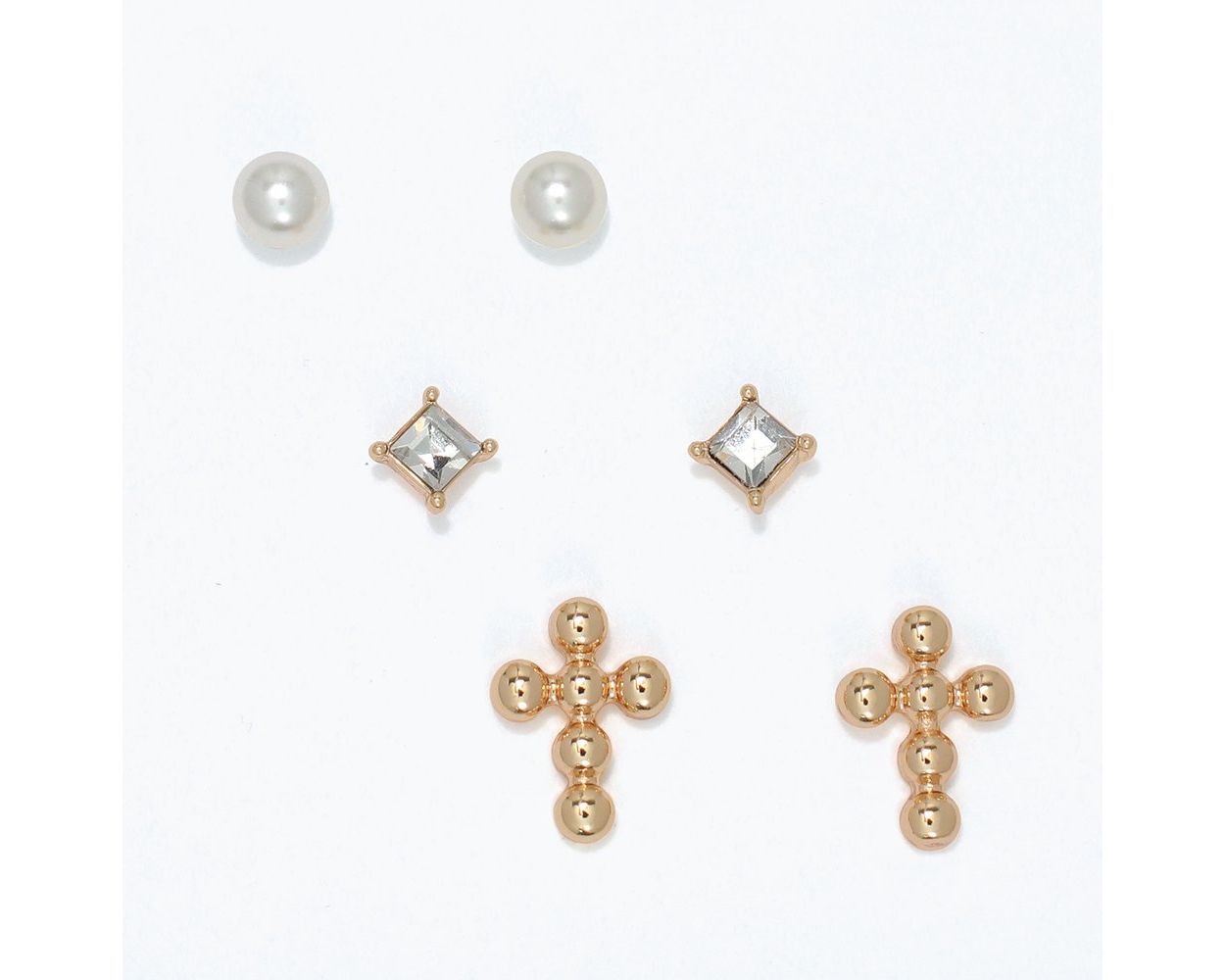 Periwinkle 3PK Cross studs
