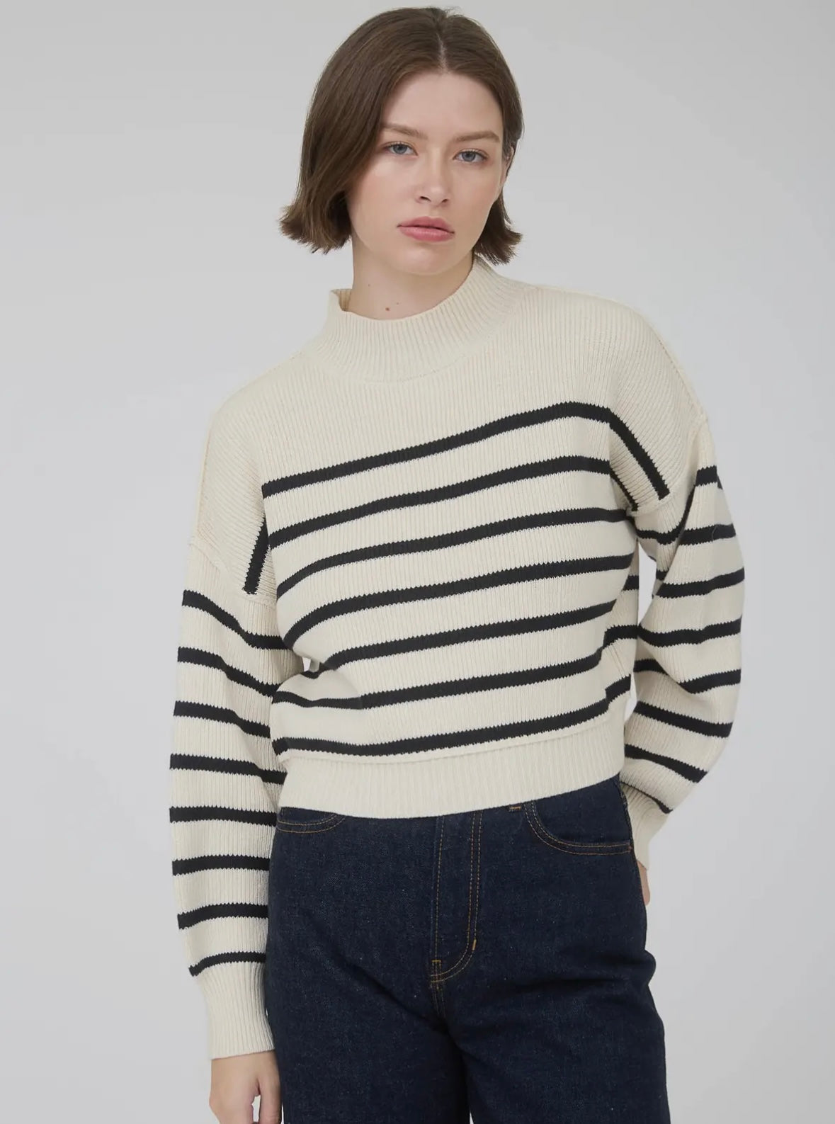 Long Sleeve Ivory Striped Sweater