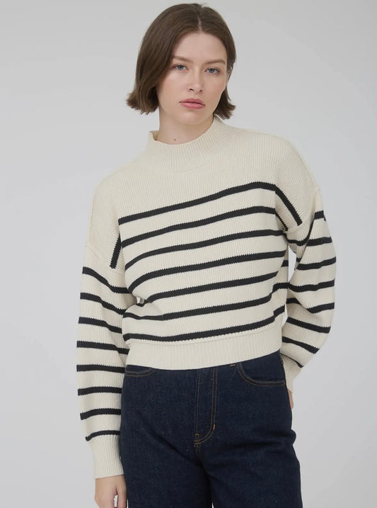 Long Sleeve Ivory Striped Sweater