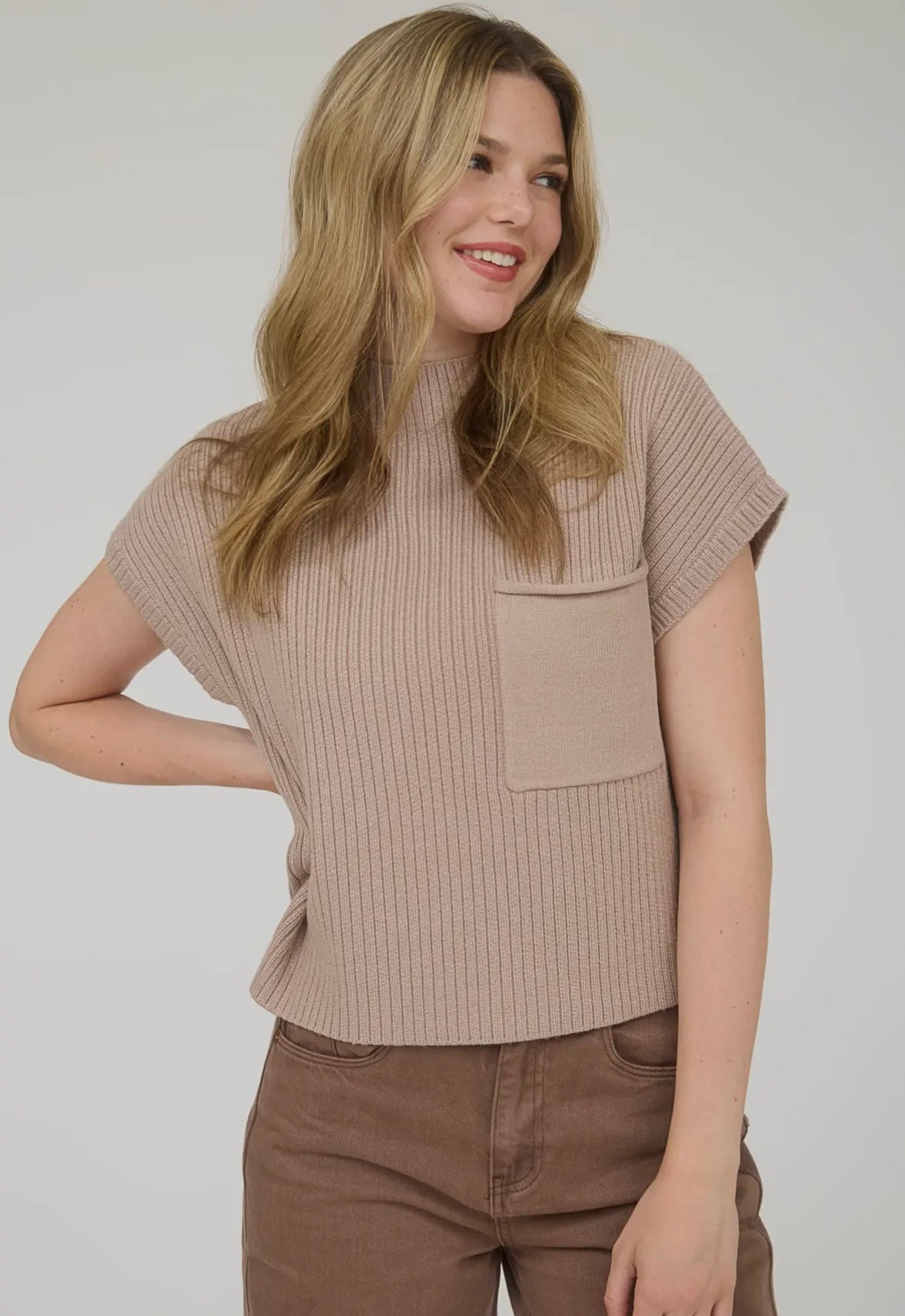 Short Sleeve Sweater Mocha